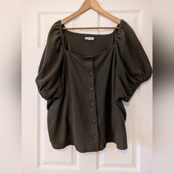 Madewell Tops - Madewell Forest Green Button-Up Blouse Plus Size Women's 4X